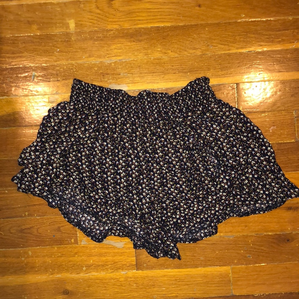 Black Floral Shorts